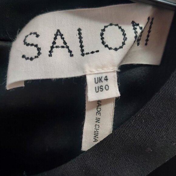 Saloni Black Camille Velvet Embellished Pearl Bow Mini Dress - Picture 3 of 10